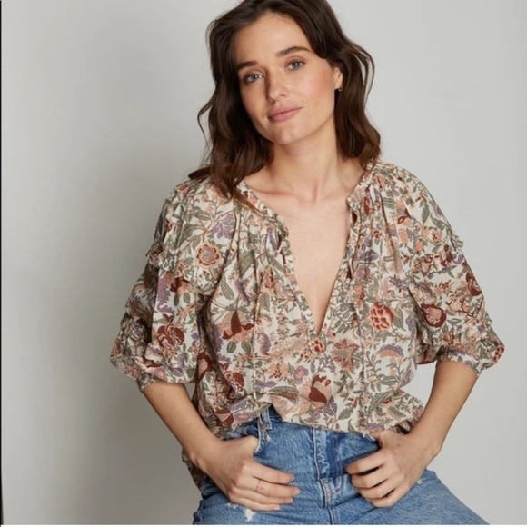 Anthropologie Love The Floral‎ Label Botanical Top NWOT Size Medium - Picture 1 of 14